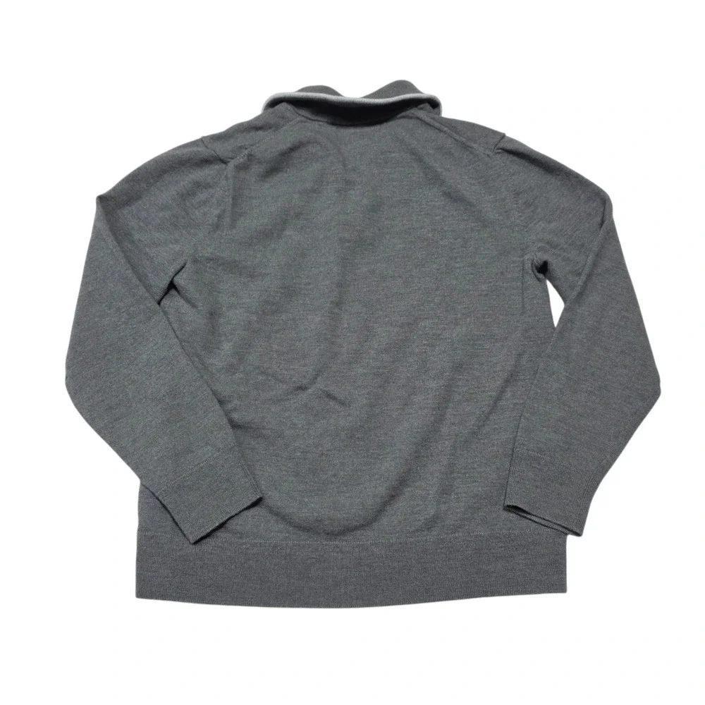 Banana Republic Mens Italian Merino Wool Quarter Zip Sweater Medium Grey Heather